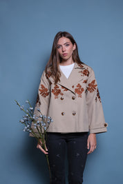 TRENCH COAT BORDADO CAFE FLORAL
