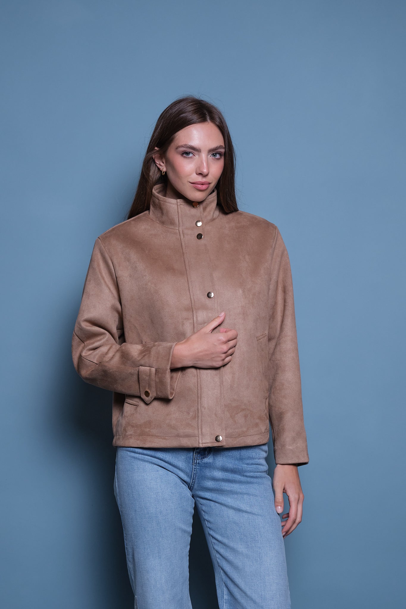 CHAQUETA GAMUZA CUELLO FUNNEL CAFE