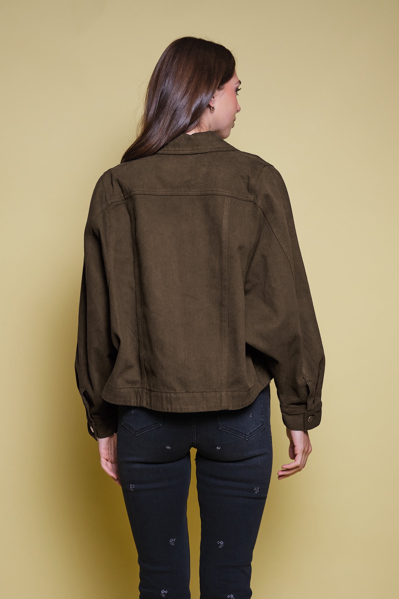 CHAQUETA DRIL VERDE OSCURO BORDADO PAISLEY