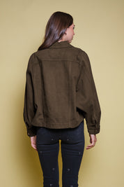 CHAQUETA DRIL VERDE OSCURO BORDADO PAISLEY