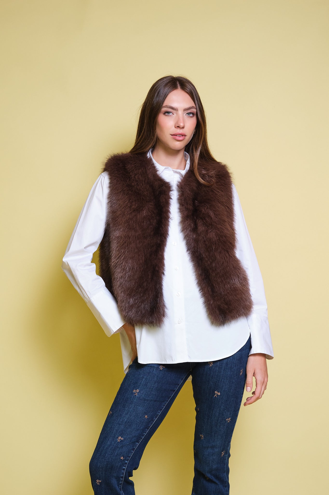 CHALECO FAUX FUR CHOCOLATE