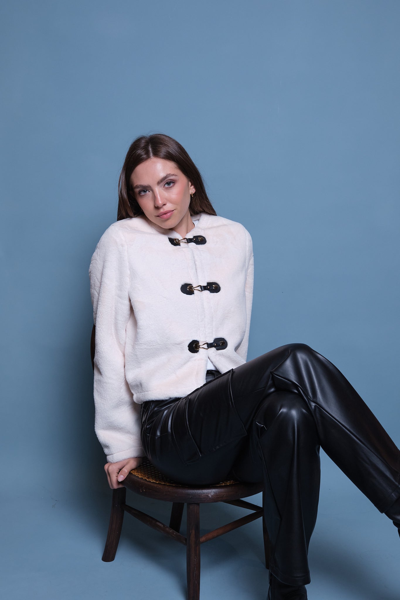 CHAQUETA POLAR CIERRE CUERO