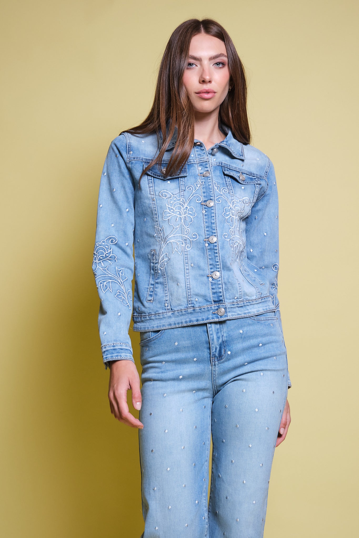 CHAQUETA JEANS DOTS FLORAL