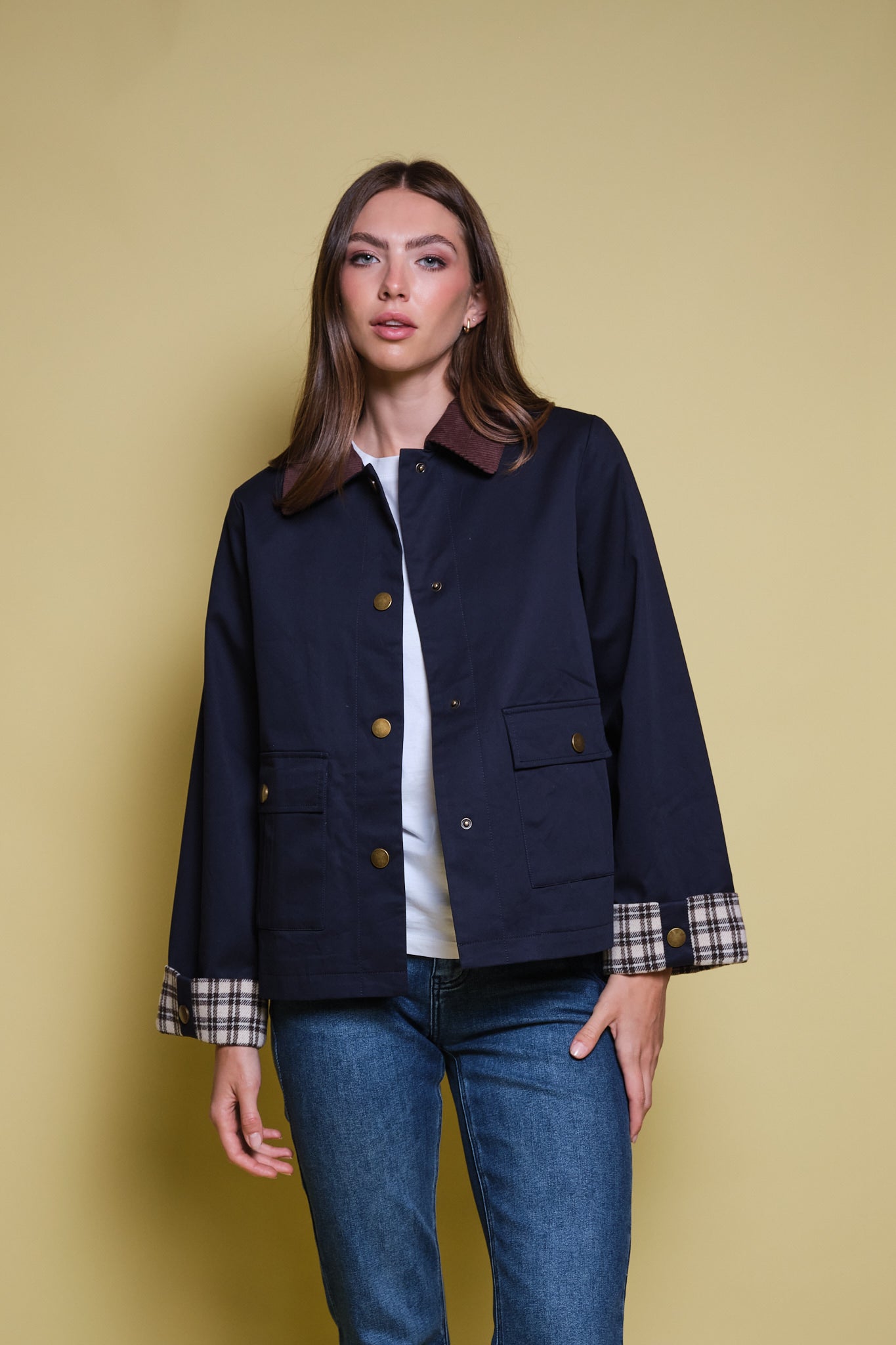 CHAQUETA BARN AZUL CUELLO PANA