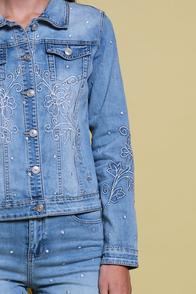 CHAQUETA JEANS DOTS FLORAL