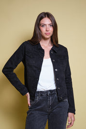 CHAQUETA DENIM NEGRA RHINESTONE