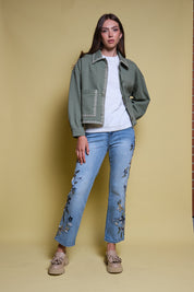 JEANS BORDADO FLORAL VERTICAL
