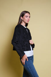 CHAQUETA GAMUZA CINTAS NEGRA