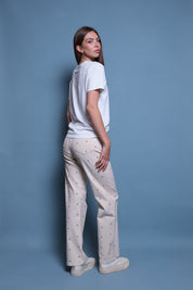 JEANS BEIGE BORDADO ASPA