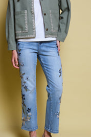 JEANS BORDADO FLORAL VERTICAL
