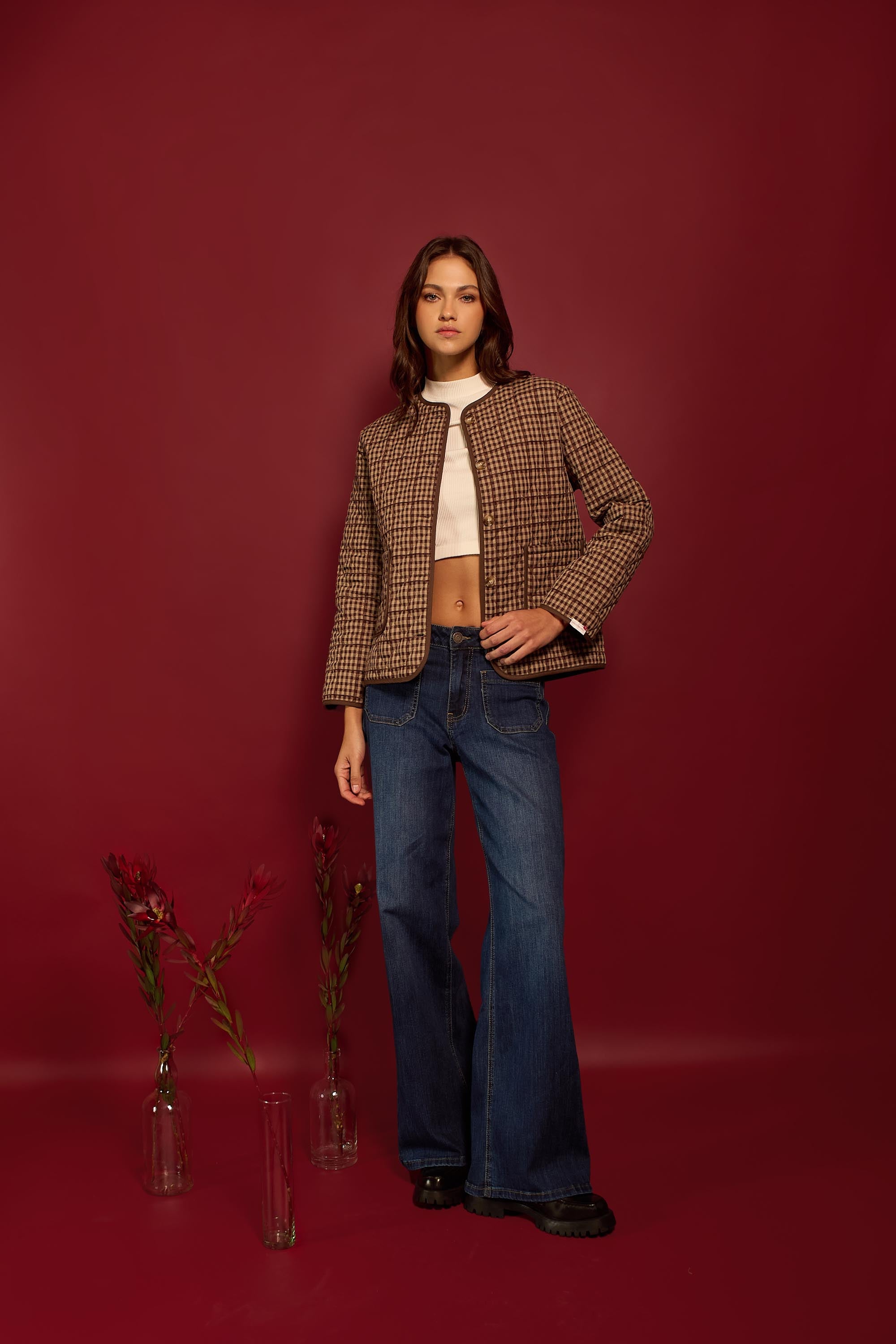CHAQUETA SEMI ACOLCHADA CUADROS