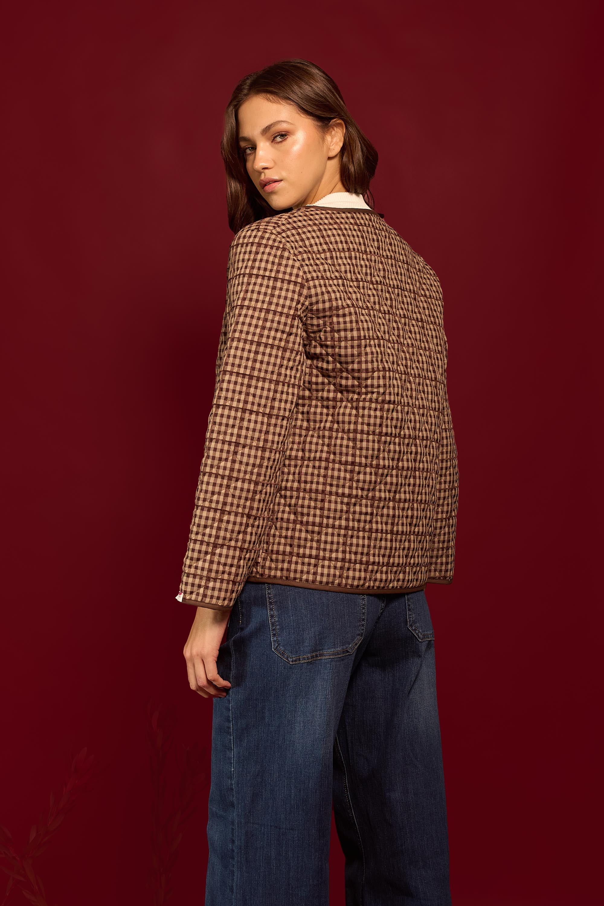 CHAQUETA SEMI ACOLCHADA CUADROS