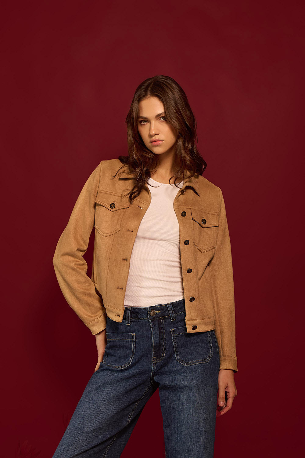 CHAQUETA TRUCKER GAMUZA VEGANA KAMEL