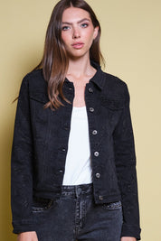 CHAQUETA DENIM NEGRA RHINESTONE
