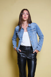CHAQUETA DENIM AZUL BORDADO GEOMETRICO