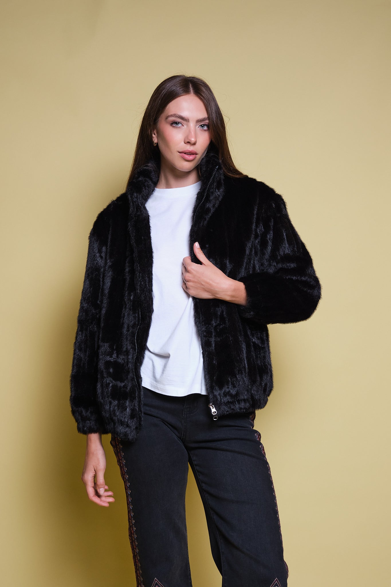 CHAQUETA FAUX FUR FUNNEL NECK