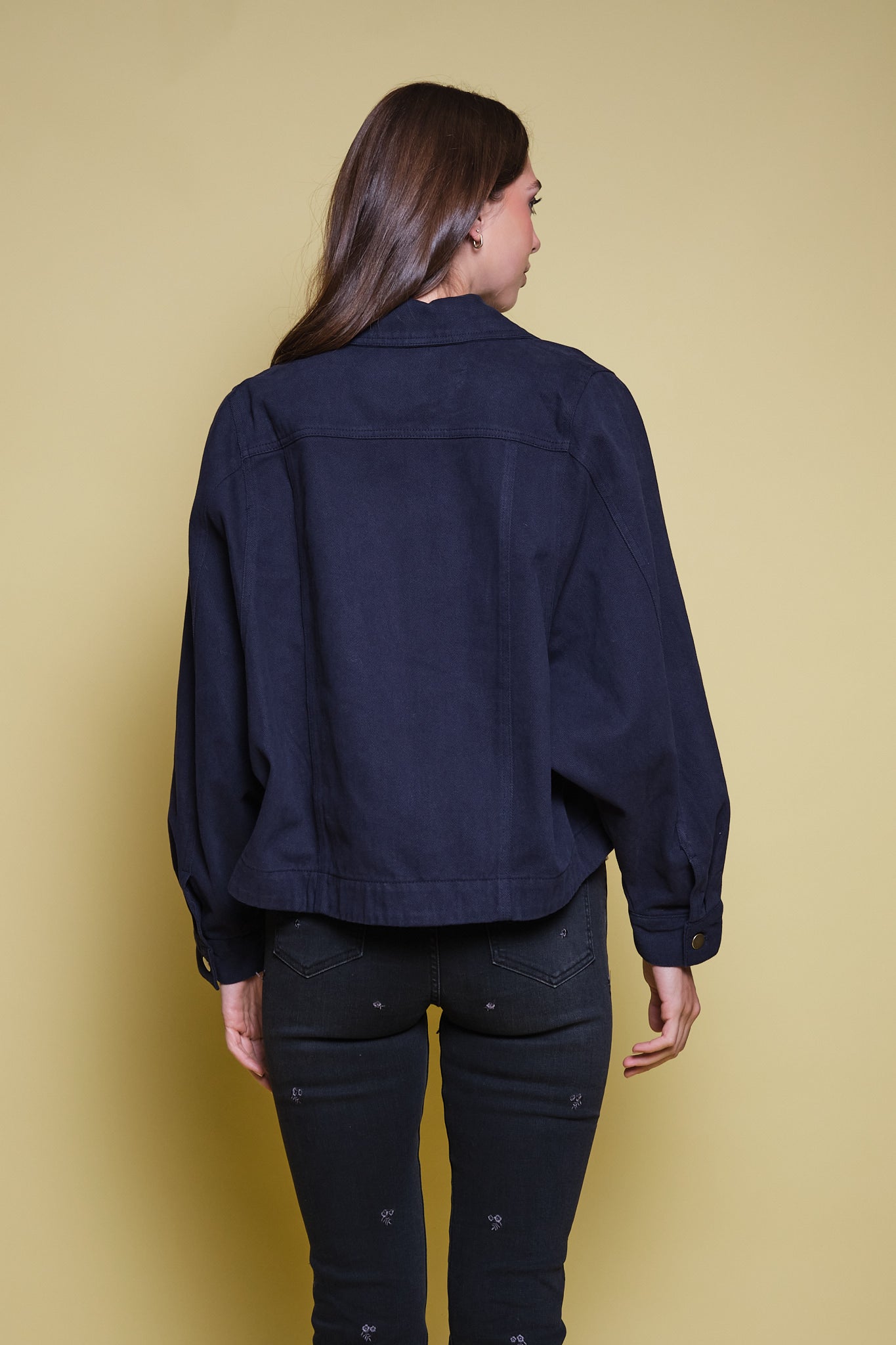 CHAQUETA DRIL AZUL OSCURO BORDADO PAISLEY