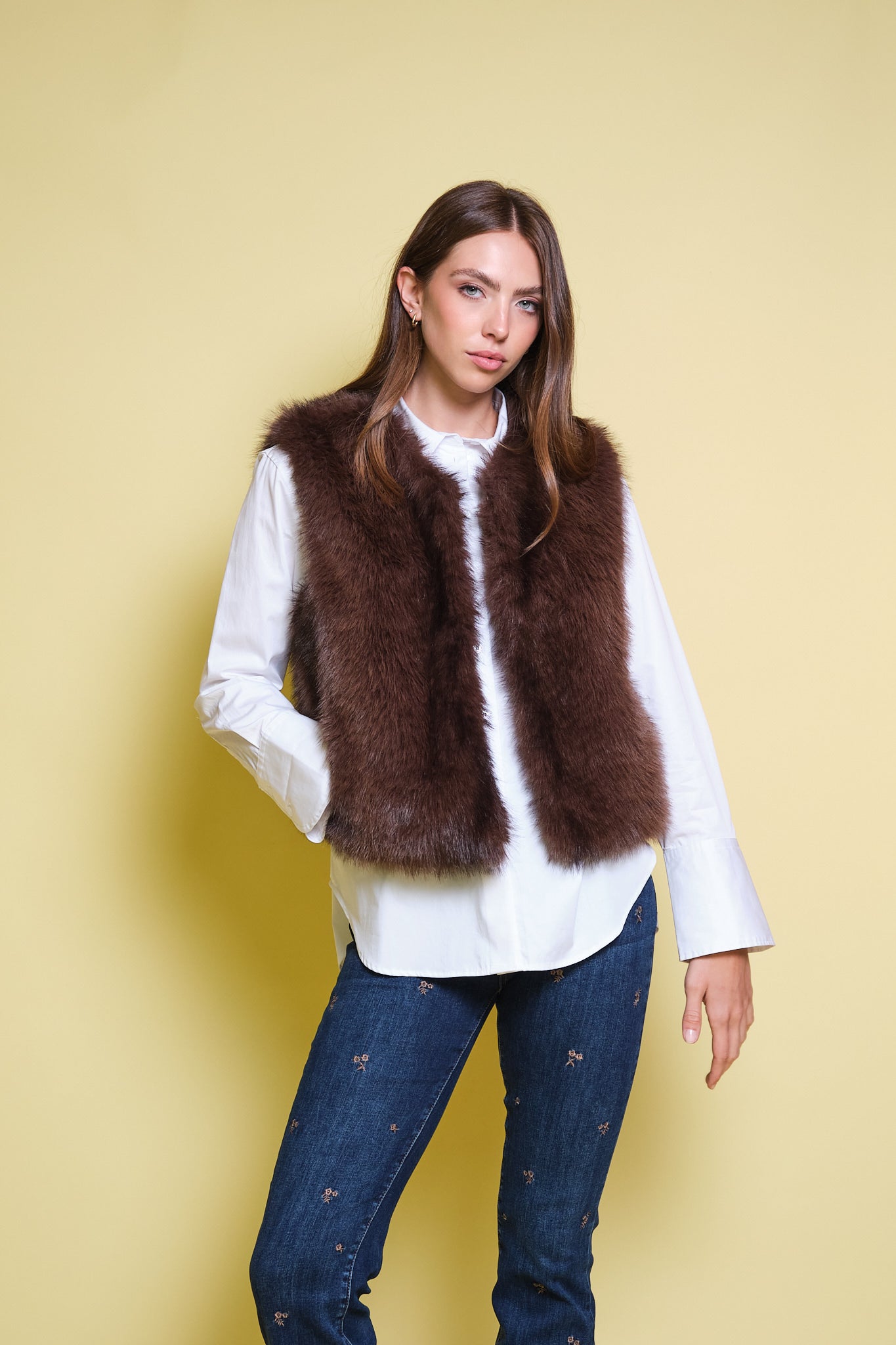 CHALECO FAUX FUR CHOCOLATE