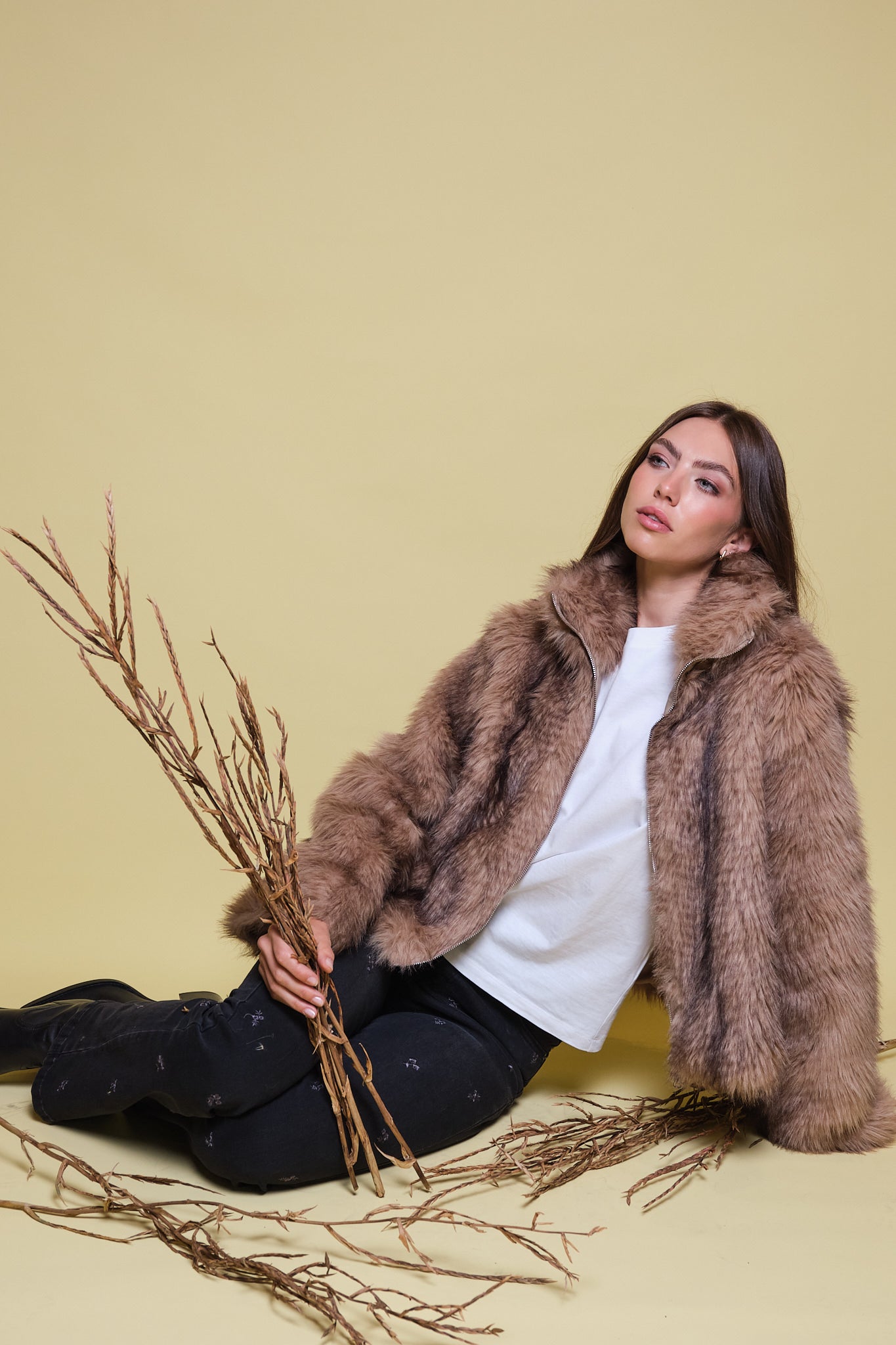 CHAQUETA FAUX FUR CUELLO FUNNEL