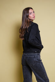 CHAQUETA DENIM NEGRA RHINESTONE