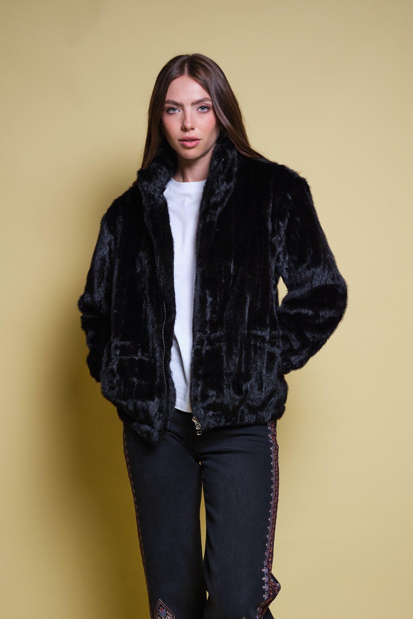 CHAQUETA FAUX FUR FUNNEL NECK