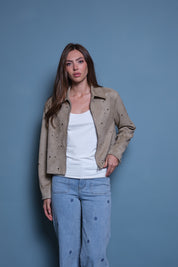 JEANS MINI FLORAL AZUL BORDADO