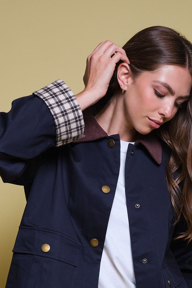 CHAQUETA BARN AZUL CUELLO PANA