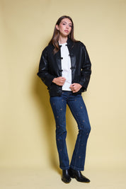 CHAQUETA CUERO NEGRO MANDARIN