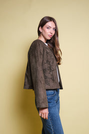 CHAQUETA GAMUZA CINTAS VERDE