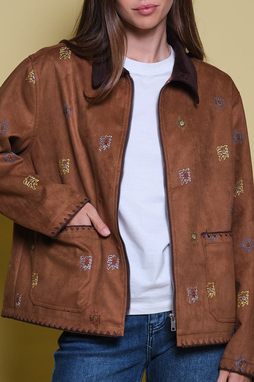 CHAQUETA BARN GAMUZA BORDADA COLORES