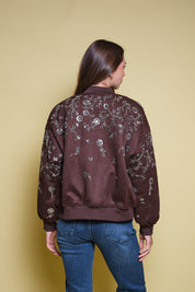 CHAQUETA GAMUZA CAFE PEDRERIA BORDADA