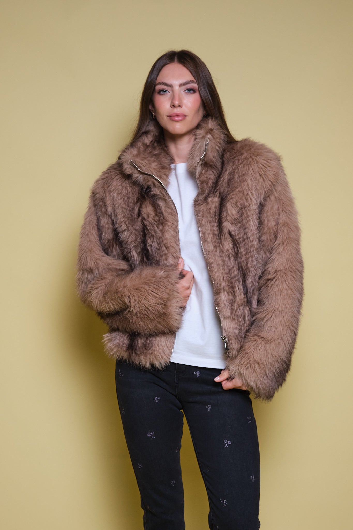 CHAQUETA FAUX FUR CUELLO FUNNEL