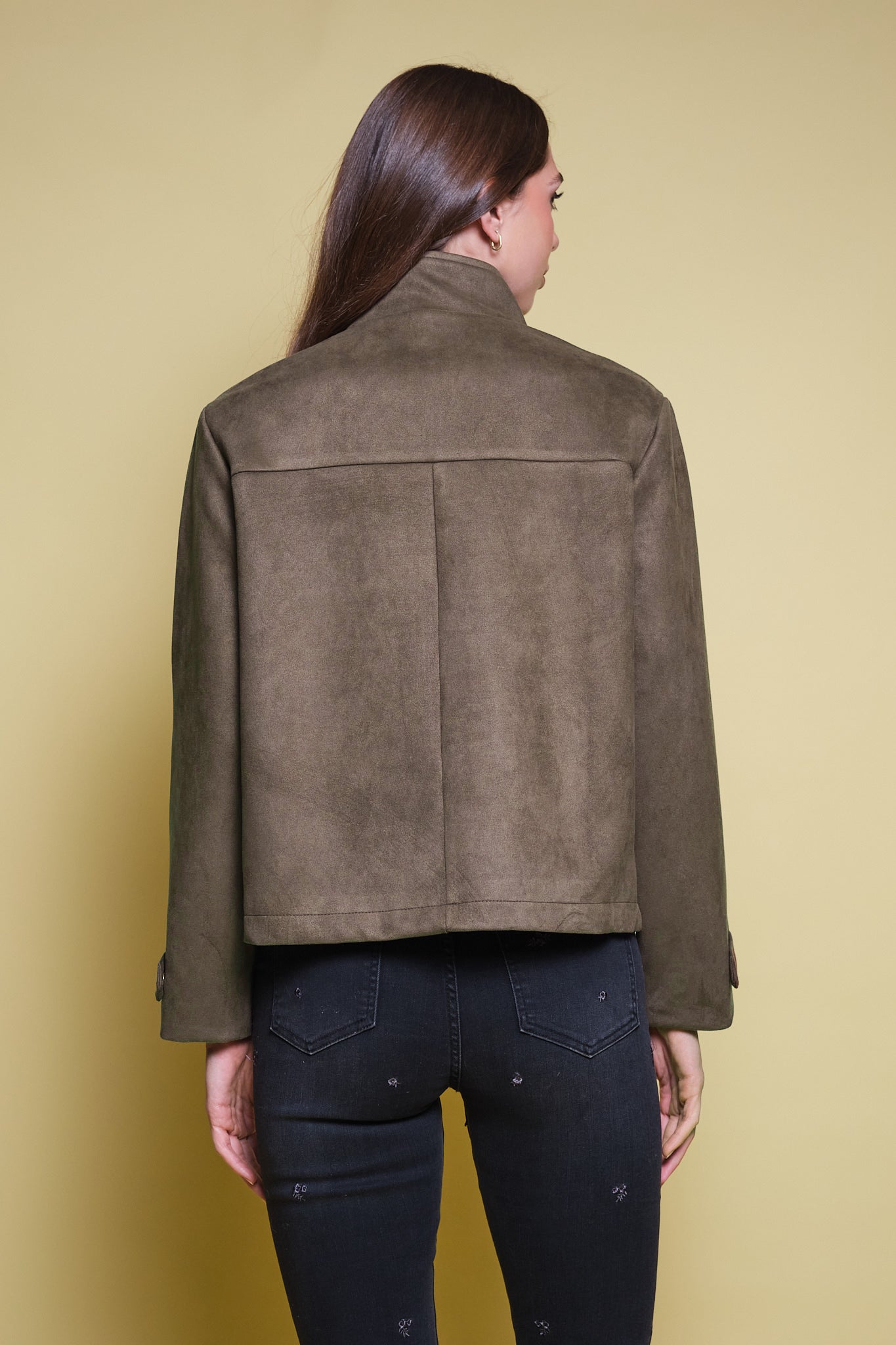 CHAQUETA GAMUZA CINTAS VERDE