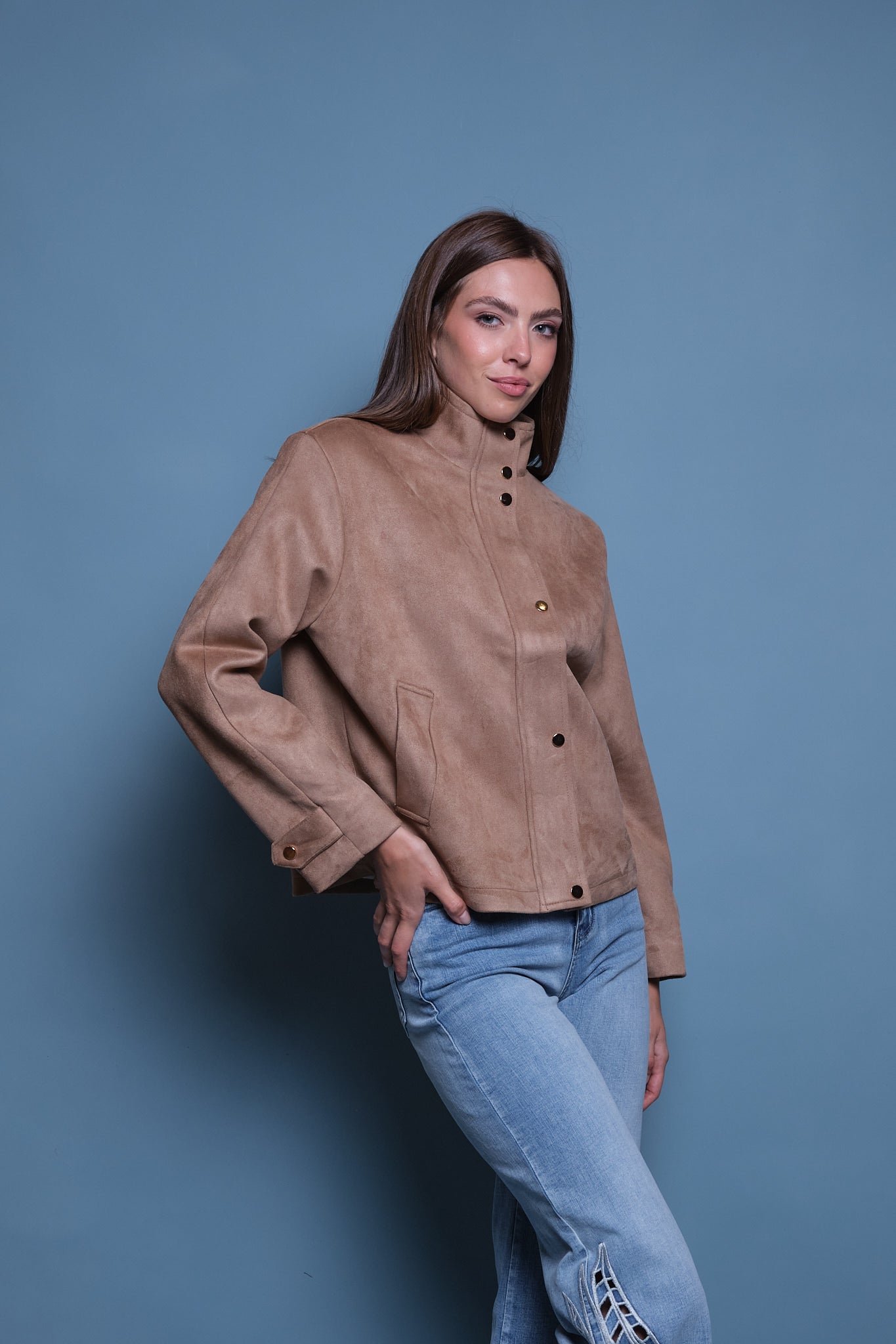 CHAQUETA GAMUZA CUELLO FUNNEL CAFE