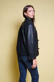 CHAQUETA CUERO NEGRO MANDARIN