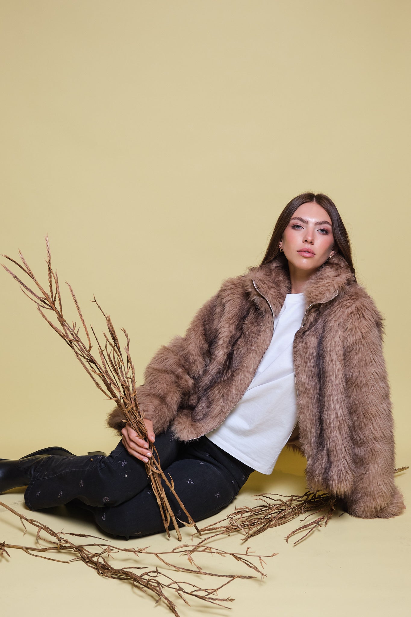 CHAQUETA FAUX FUR CUELLO FUNNEL