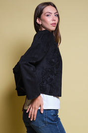 CHAQUETA GAMUZA CINTAS NEGRA