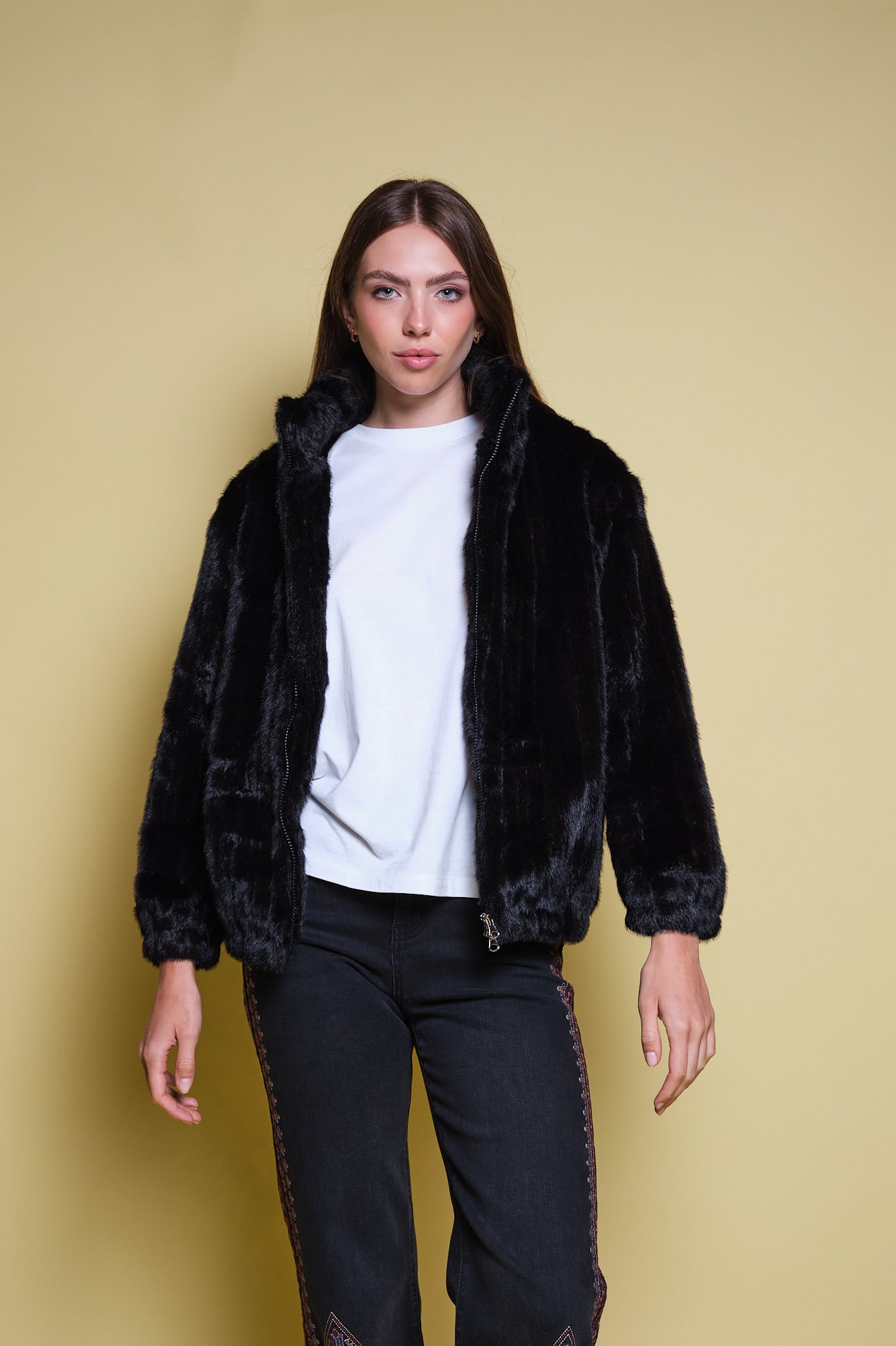 CHAQUETA FAUX FUR FUNNEL NECK