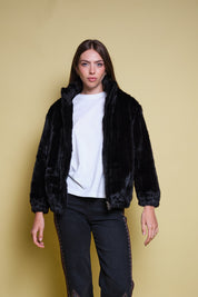 CHAQUETA FAUX FUR FUNNEL NECK