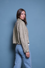 CHAQUETA GAMUZA VERDE TACHES