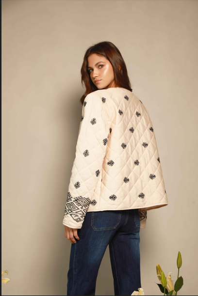 CHAQUETA SEMI ACOLCHADA BORDADO BOHO