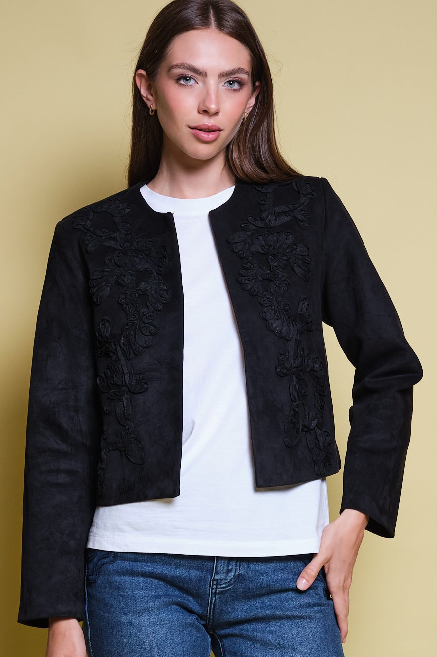 CHAQUETA GAMUZA CINTAS NEGRA