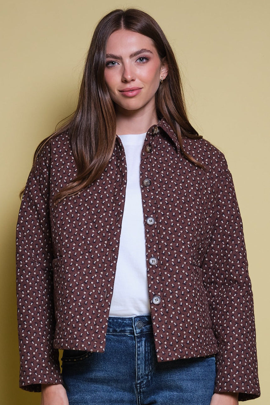 CHAQUETA ACOLCHADA FLORES CAFE