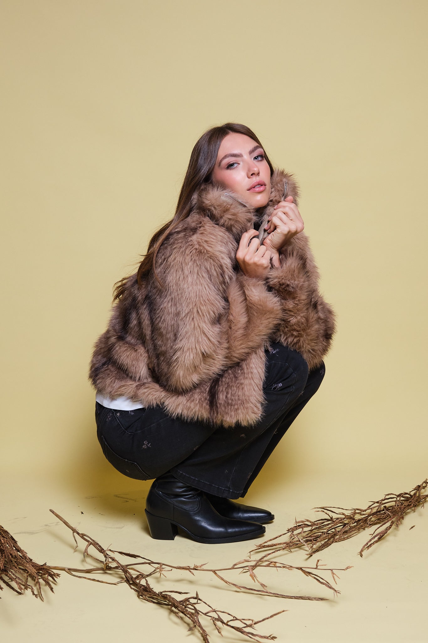 CHAQUETA FAUX FUR CUELLO FUNNEL