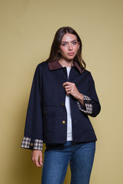 CHAQUETA BARN AZUL CUELLO PANA