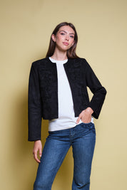 CHAQUETA GAMUZA CINTAS NEGRA