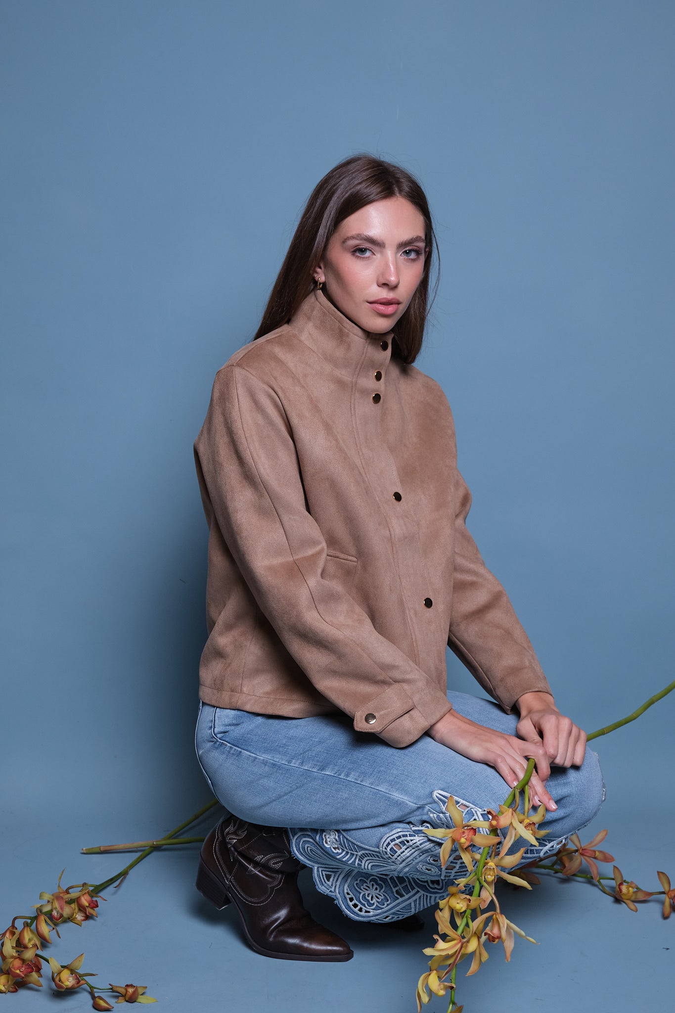 CHAQUETA GAMUZA CUELLO FUNNEL CAFE