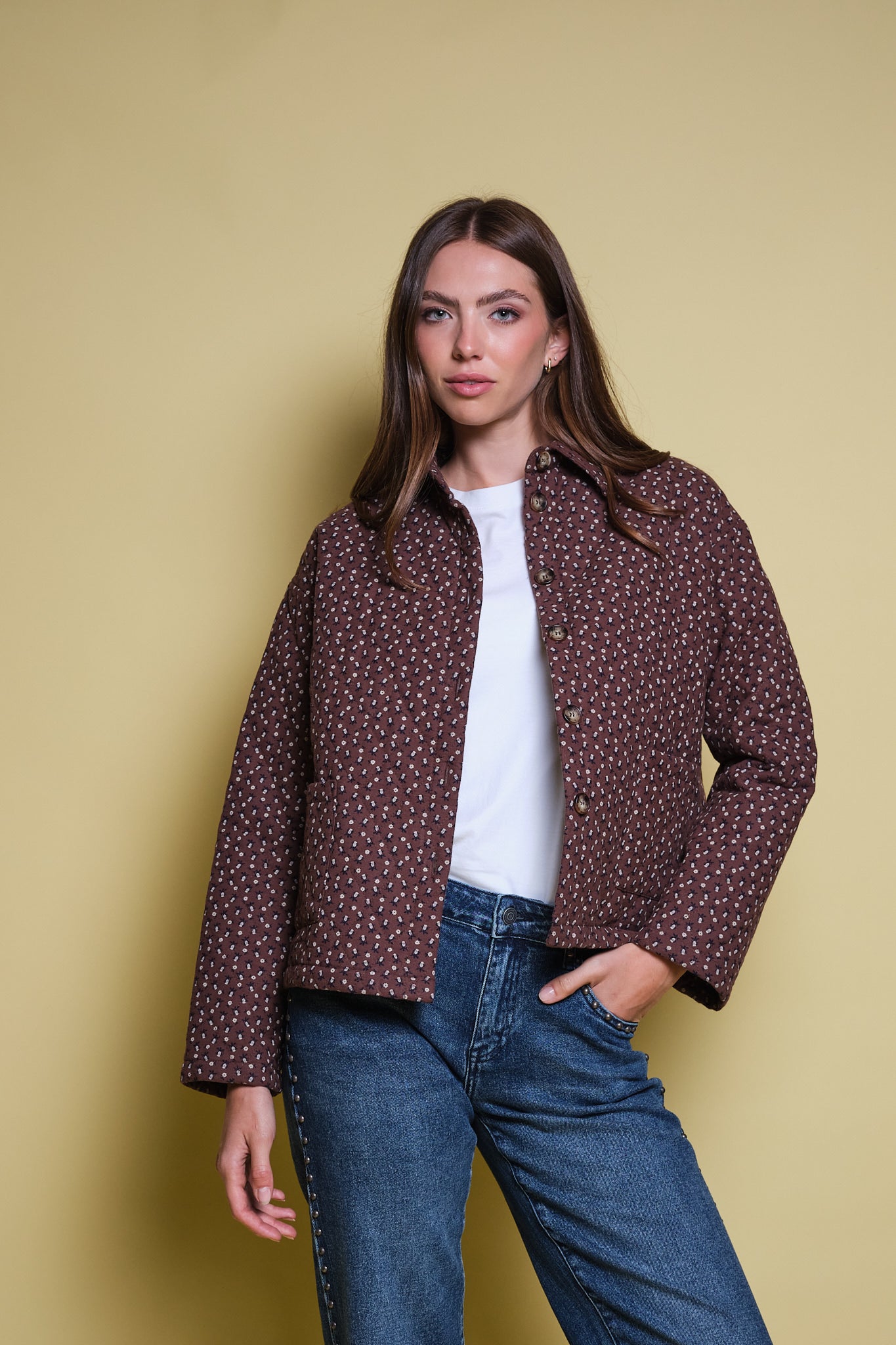 CHAQUETA ACOLCHADA FLORES CAFE