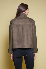 CHAQUETA GAMUZA CUELLO FUNNEL VERDE