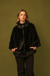 CHAQUETA FAUX FUR NEGRA